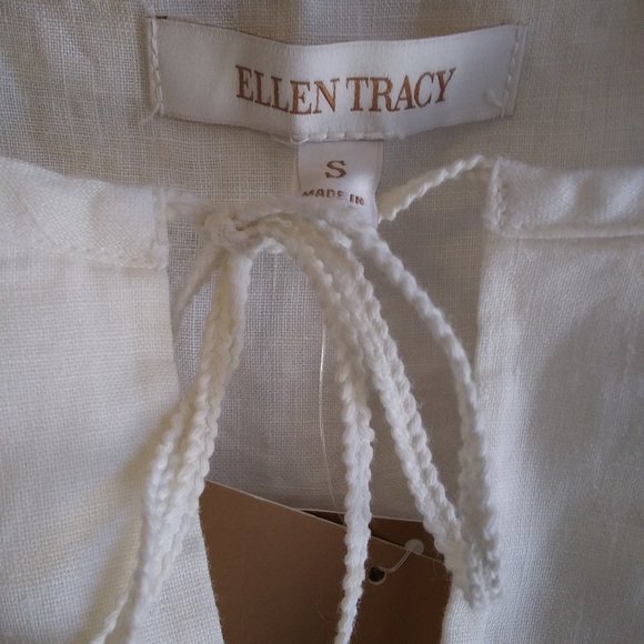 ❤️NWT Ellen Tracy Classic Linen Tunic w/ Crochet Trim - Picture 3 of 8